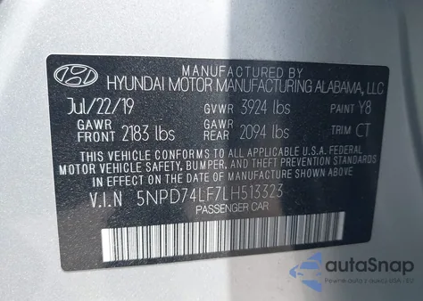 2020 Hyundai Elantra Se from USA, damaged, VIN 5NPD74LF7LH513323